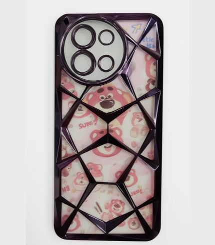 Vivo T3X Back Cover with 3D Geometric Frame and Cartoon Design