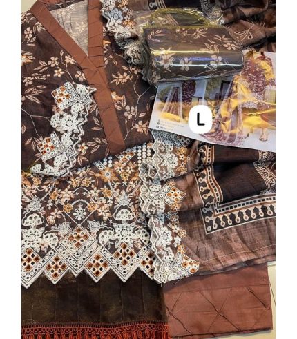 Elegant Full Chikankari Embroidered Suit Set with Matching Purse