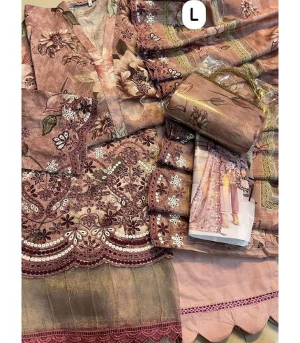 Elegant Full Chikankari Embroidered Suit Set with Matching Purse
