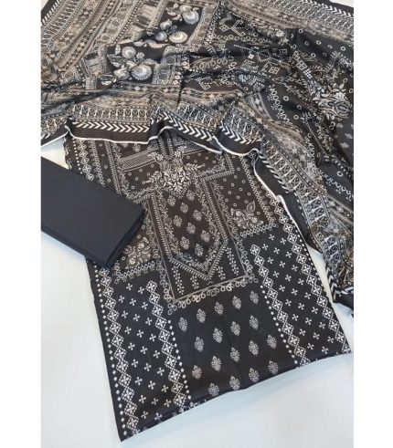 🌸 Maussemery Printed Lawn Suit – Elegant Black Edition 🌸